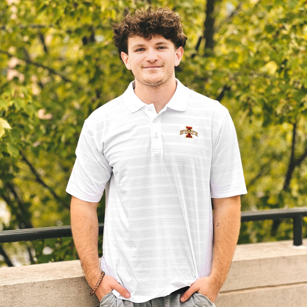 Champion® I-State White Striped Polo